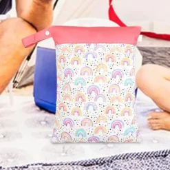 Hot Badväska för våta kläder, vattentät väska för våta kläder med 2 blixtlåsfickor, återanvändbara tvättpåsar