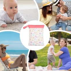 Hot Badväska för våta kläder, vattentät väska för våta kläder med 2 blixtlåsfickor, återanvändbara tvättpåsar