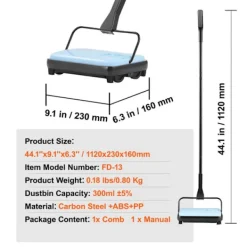 DUOKU Balanseringsmaskin--med Sweep Bredd av 170 mm-Designad för Golv och Mattor-Utrustad med en Dammsamlare