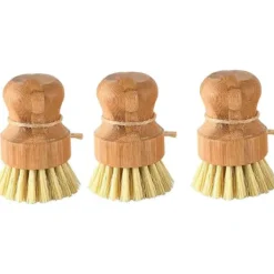Bambuborste rengöringsborste Naturlig diskborste Mini trä tvättborste Bambuborste set för rengöringsskål 3 st