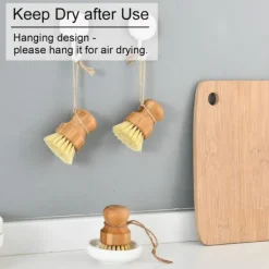 Bambuborste rengöringsborste Naturlig diskborste Mini trä tvättborste Bambuborste set för rengöringsskål 3 st