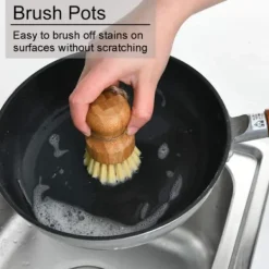 Bambuborste rengöringsborste Naturlig diskborste Mini trä tvättborste Bambuborste set för rengöringsskål 3 st