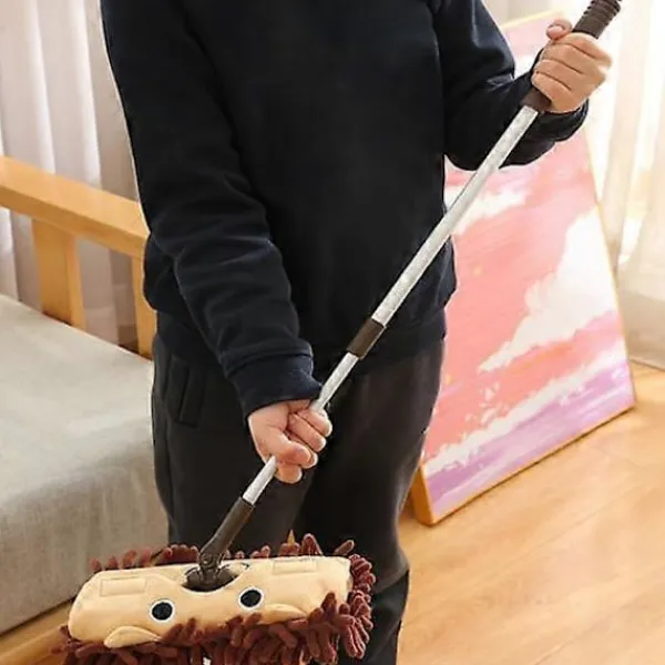 FMYSJ Barnmopp 180 Graders Rotation Djuprengöring Utdragbar Golvmopp Tecknad Form Rengöringsmopp för Hemrum (FMY) brown