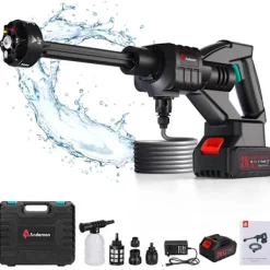 Hot OEM Batteridriven högtryckstvätt, Maxtryck 600 PSI, Nominell effekt 110W, Vattenflöde 5,6L/Min,Elektrisk, 1Batteri, EU