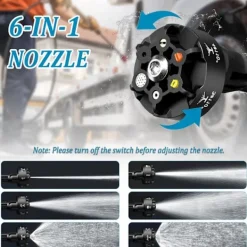 Online Batteridriven Högtryckstvätt, 45 Bar Sladdlös Högtryckspistol med 2 Batterier, 6-i-1 Multifunktionellt Munstycke