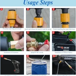 Online Batteridriven Högtryckstvätt, 45 Bar Sladdlös Högtryckspistol med 2 Batterier, 6-i-1 Multifunktionellt Munstycke
