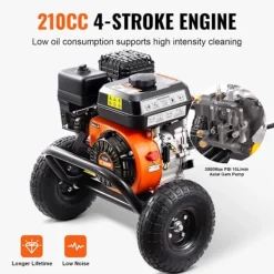 Online DUOKU Bensin Högtryckstvätt--3500 PSI 2,6 GPM-Aluminumpump-Set med 5 Munstycken-med Metallvagn