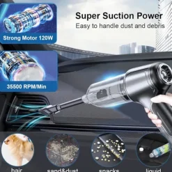 Clearance Bil dammsugare 95000PA trådlös bärbar dammsugare bil hem stark sug handhållen off-white