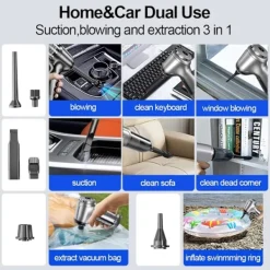 Clearance Bil dammsugare 95000PA trådlös bärbar dammsugare bil hem stark sug handhållen off-white