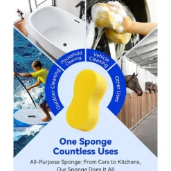 Sale Biltvättssvamp 5 st, Stora Allroundsvampar för Rengöring, 6 cm Tjockt Skumskrubbset, Svampar för Disk, Kakel, Cykel, Båt