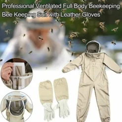 New Biodräkt - Professionell biodlingsdräkt med handskar, skyddande huvudbonad för biodlare mot getingar, anti-getingutrustning, kaffefärgad, storlek XL. | Fyndiq