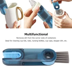 Clearance Blå 3-i-1 Rengöringsborste för Flasklock - Multifunktionell och Bekväm