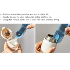 Clearance Blå 3-i-1 Rengöringsborste för Flasklock - Multifunktionell och Bekväm