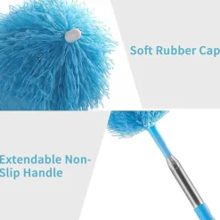 Online Blå teleskopisk dammvippa med 1 dammvippahuvud, tvättbar mikrofiberdammvippa, dammvippa med 135 cm utdragbart handtag, för borttagning av spindelnät | Fyndiq