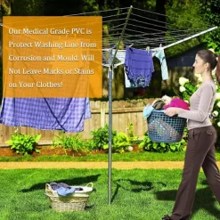 Discount Blå tvättlina, 50 m kraftig extra stark tvättlina med stålkärna, robust tvättlina,