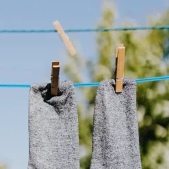 Discount Blå tvättlina, 50 m kraftig extra stark tvättlina med stålkärna, robust tvättlina,