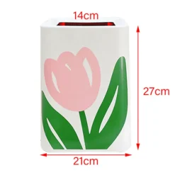 New Blommig papperskorg Stor mun Söt Utseende Modern stil sopkorg för kök Badrum Sovrum Fyrkantig liten storlek