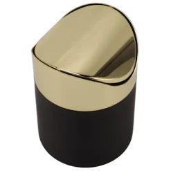 Online Bordskorg i rostfritt stål med guldfärgat lock, mini papperskorg för hushåll