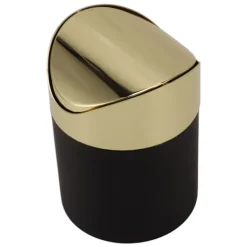 Online Bordskorg i rostfritt stål med guldfärgat lock, mini papperskorg för hushåll