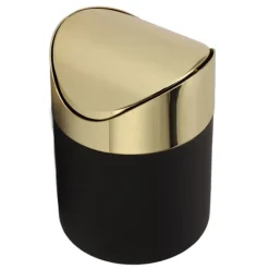 Online Bordskorg i rostfritt stål med guldfärgat lock, mini papperskorg för hushåll