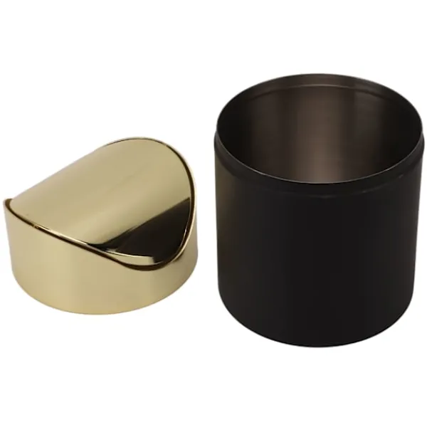 Online Bordskorg i rostfritt stål med guldfärgat lock, mini papperskorg för hushåll