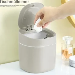 Online Bordskorg, Liten Skrivbordskorg, 15 x 13,5 cm, med Lock, för Badrum, Kök, Kontor, Portabelt Handtag