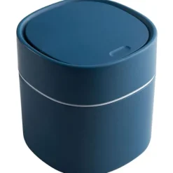 Clearance Bordskorg med lock, Mini soptunna i plast, Liten bordskorg för sovrum, matsalar, badrum, kontor etc. (Blå)