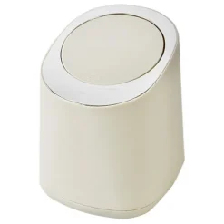 Online Bordskorg Papperskorg Plast Minimalistisk Design Mini Tryckbord Rund Papperskorg för Kontor Beige