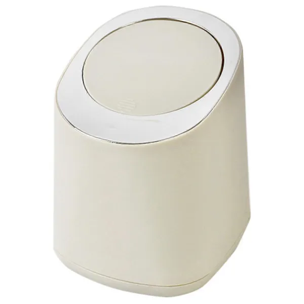 Online Bordskorg Papperskorg Plast Minimalistisk Design Mini Tryckbord Rund Papperskorg för Kontor Beige