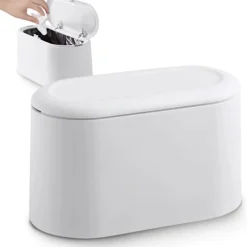 Bordskorg, Plast med Fällbart Lock (Vit)