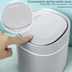 Discount Bordskorg, skrivbordskorg med lock, mini kosmetikbehållare, används för badrum, kök, kontor, bärbart lock avtagbart