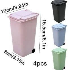 Online Bordskräpkorg med lock, Mini Skrivbordsavfallsbehållare Återvinningskorg, Liten Skräpkorg Skrivbord Mini, för Sminkhållare, Köksbord