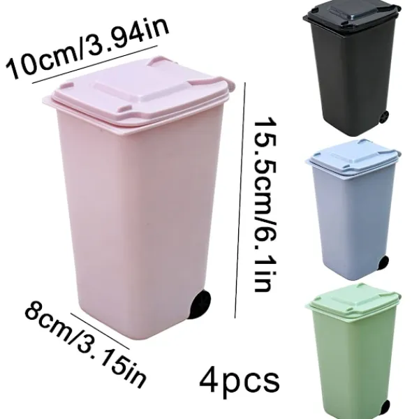 Online Bordskräpkorg med lock, Mini Skrivbordsavfallsbehållare Återvinningskorg, Liten Skräpkorg Skrivbord Mini, för Sminkhållare, Köksbord