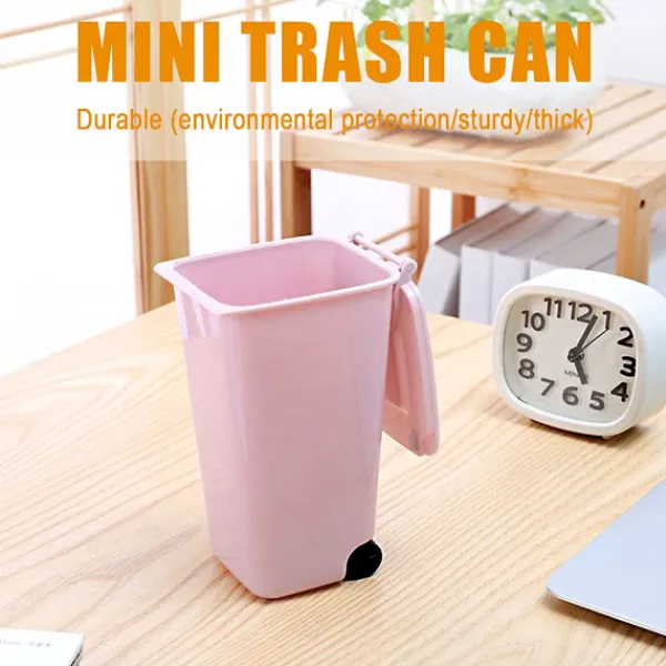 Online Bordskräpkorg med lock, Mini Skrivbordsavfallsbehållare Återvinningskorg, Liten Skräpkorg Skrivbord Mini, för Sminkhållare, Köksbord