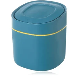 Discount Bordspapperskorg, Skrivbordspapperskorg med lock, Mini kosmetisk papperskorg, Används för badrum, kök, kontor, Bärbar lock avtagbar, Blå