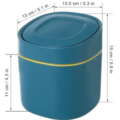 Discount Bordspapperskorg, Skrivbordspapperskorg med lock, Mini kosmetisk papperskorg, Används för badrum, kök, kontor, Bärbar lock avtagbar, Blå