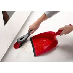 New VILEDA Borsta med sopskanna 2-i-1 rengöringsset röd och svart