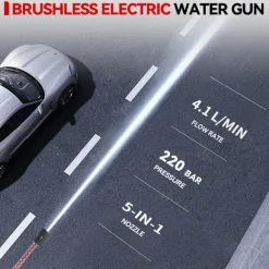 Clearance ONEVAN Borstlös 220Bar Högtryck Biltvättspistol 5 i 1 Sladdlös 3 Växlar Sprutpistol Trädgård Tvätt Kraftverktyg med 2 Batterier