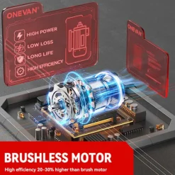 Clearance ONEVAN Borstlös 220Bar Högtryck Biltvättspistol 5 i 1 Sladdlös 3 Växlar Sprutpistol Trädgård Tvätt Kraftverktyg med 2 Batterier