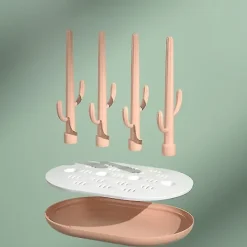 Hot Bärbar antibakteriell torkställning för flaskor med avtagbar droppbricka 1 st grön