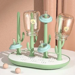 Hot Bärbar antibakteriell torkställning för flaskor med avtagbar droppbricka 1 st grön