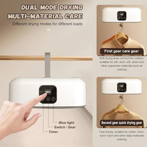 Online Bärbar Elektrisk Klädtork, Mini Hopfällbar Torktumlare, Liten Klädtork, 480 Min Timer och PTC Värmefunktion, för Lägenhet, Resa, Studentboende, Husbil | Fyndiq