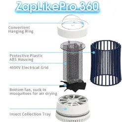 New Bärbar elektronisk uppladdningsbar myggflugedödarlampa bug zapper för sommarresa, utomhuscamping, uteplats, hem och trädgård, vit