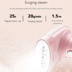 Best Bärbar Handhållen Kläd- och Tygångare, Ångmunstycke, rosa EU-kontakt