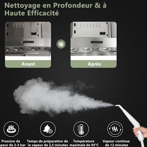 Online COSTWAY Bärbar Handhållere Steam Cleaner 1000W Sängbuggar - 300ml Tank 10 Tillbehör Temperatur 95°C 3 Bar Vit+grön