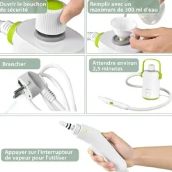 Online COSTWAY Bärbar Handhållere Steam Cleaner 1000W Sängbuggar - 300ml Tank 10 Tillbehör Temperatur 95°C 3 Bar Vit+grön