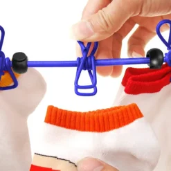 Online Bärbar Klädlina med 12 Klädnypor, Portabel Utdragbar Klädlina, Utomhus, Inomhus och Rese-användning, Elastisk och Vindtät Klädlina