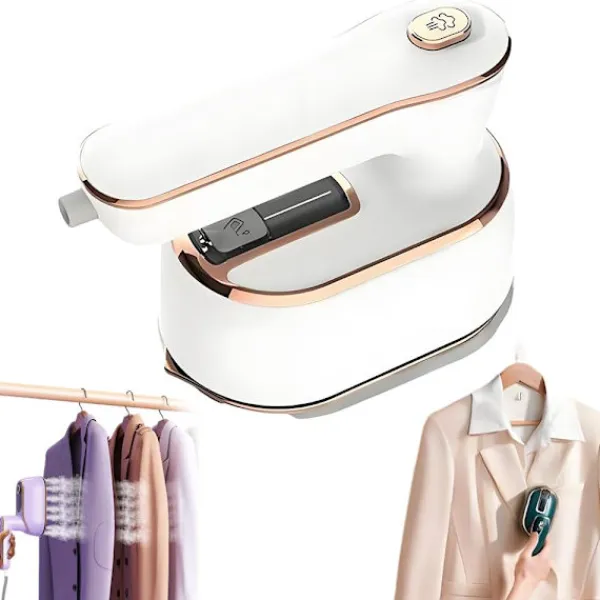 Best Bärbar Klädångare Strykjärn, 1000W Dubbla Ånglägen & 180° Flexibelt Munstycke, Kompakt Handhållen Design för Resor och Affärer, Lila Co White