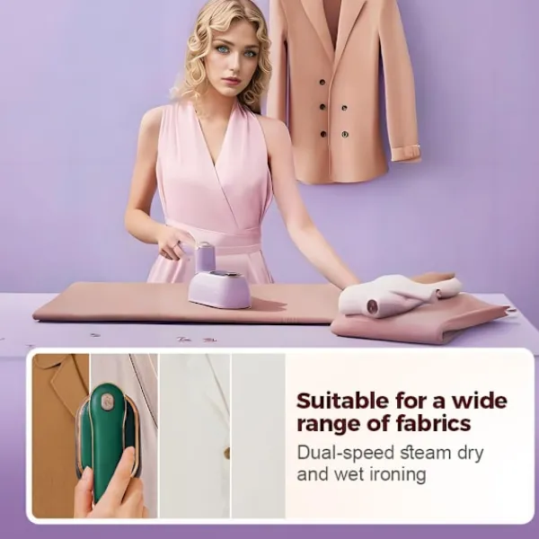 Best Bärbar Klädångare Strykjärn, 1000W Dubbla Ånglägen & 180° Flexibelt Munstycke, Kompakt Handhållen Design för Resor och Affärer, Lila Co White