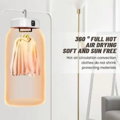 Discount Bärbar Klädtork, Mini Tvättmaskinstorkar med Fjärrkontroll, Liten Kompakt Vikbar Elektrisk Torkmaskin EU-kontakt